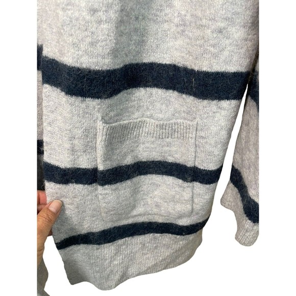 Madewell SMALL S Striped Kent Cardigan Merino Wool Stripe Sweater Gray Blue - Picture 5 of 11